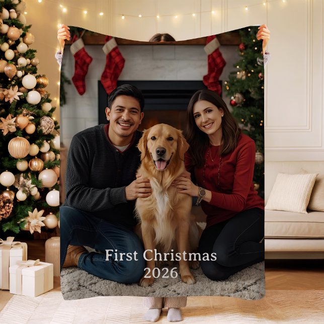 First Christmas Photo Fleece Blanket Newlywed Gift (Creator Uploaded)