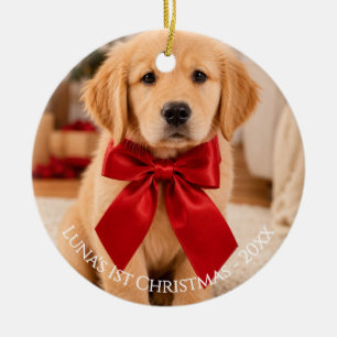 First Christmas Photo Golden Retriever Ceramic Tree Decoration