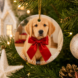 First Christmas Photo Golden Retriever Ceramic Tree Decoration