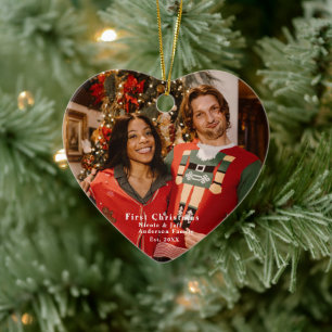 First Christmas Photo Heart Ornament -Personalised