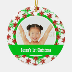 First christmas photo personalise ceramic tree decoration