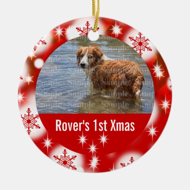 First Christmas photo pets Ceramic Tree Decoration (Front)