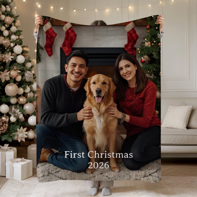 First Christmas Photo Sherpa Blanket Newlywed Gift (Creator Uploaded)