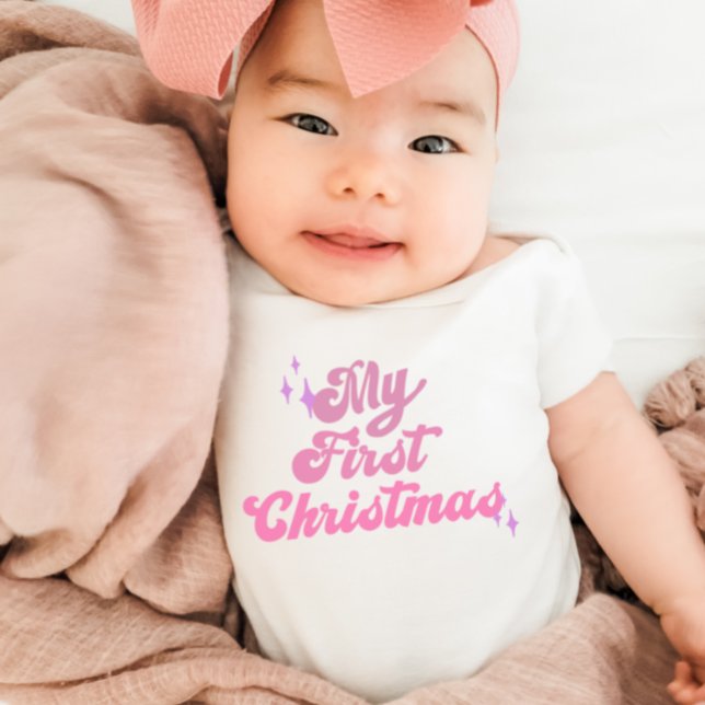 First Christmas Pink Girls Baby Bodysuit (Creator Uploaded)