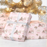 First Christmas Pink Vintage Snowman Girl Name Wrapping Paper<br><div class="desc">Cute Christmas wrapping paper with a cute vintage snowman,  number one and Christmas tree with gifts all in pink for a baby girl. Easily personalise the text. Please visit the store for the full line of products that are available - Kate Eden Art</div>