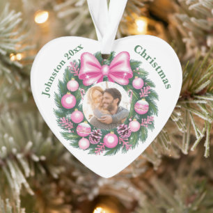 First Christmas Pink Wreath Ornament