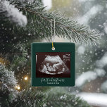 First Christmas Pregnancy Ultrasound Scan Custom Ceramic Ornament<br><div class="desc">It's always a good time to share this exciting news with your nearest and dearest. Perfect Christmas gift idea for the grandma the rest of the family with an ultrasound photo ornament. Easily add the baby scan photo and a name by clicking the "Personalise" button. Customise this unique announcement display,...</div>
