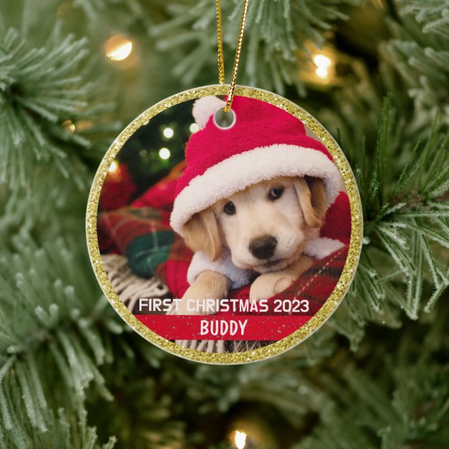 First Christmas Puppy Dog Keepsake Photo Ornament (Tree)