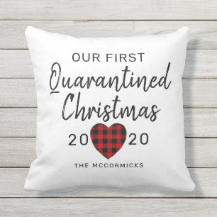 First Christmas Quarantined Modern Personalized Cushion