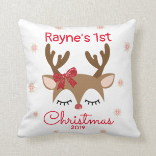 First Christmas Reindeer Pillow