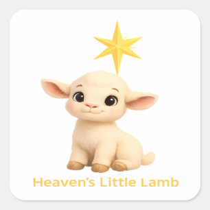 First Christmas Religious Heavens Little Lamb with Square Sticker