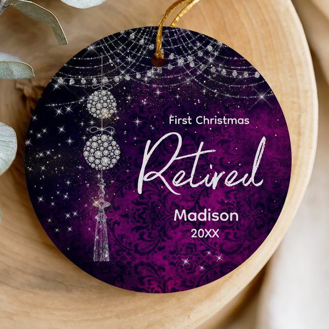 First Christmas retired purple silver faux glitter Ceramic Tree Decoration (Creator Uploaded)