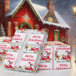 First Christmas Santa Baby's Personalise Name Wrapping Paper<br><div class="desc">Santa Claus Delivery Add Name Reindeer Wrapping Paper</div>
