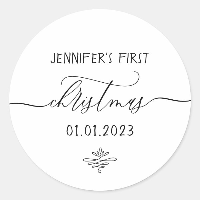 First christmas simple design theme classic round sticker (Front)