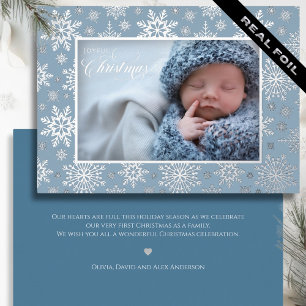 First Christmas Snowflake Frame Silver Blue