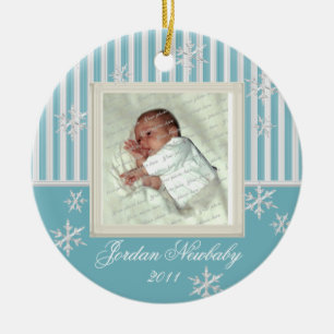 First Christmas Snowflakes Light Blue Ceramic Tree Decoration