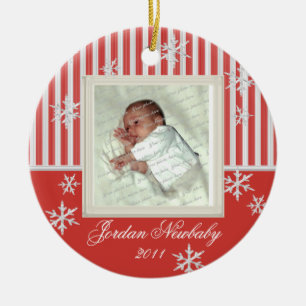 First Christmas Snowflakes Red Ceramic Tree Decoration