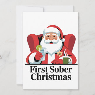 First Christmas Sober Santa Sobriety Xmas Invitation