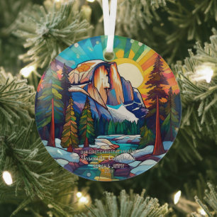 First Christmas Stained Glass Yosemite Cali Couple Tree Decoration