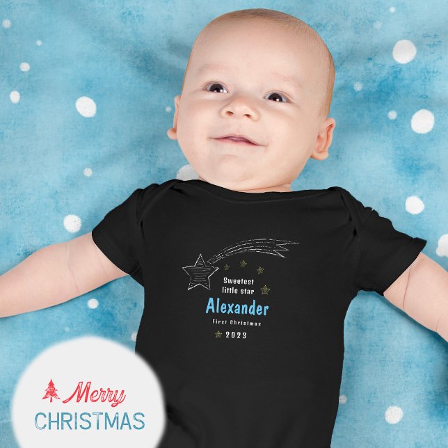 First Christmas Sweetest Star Comet  Baby Bodysuit (First Christmas Sweetest Star Comet Baby Bodysuit ©Susanne Sachers - Sunny Mind Design 🌞)