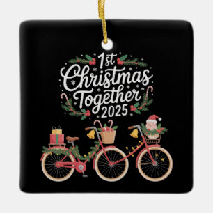 First Christmas Together 2025 Romantic Couple  Ceramic Ornament