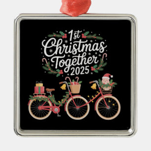 First Christmas Together 2025 Romantic Couple Metal Tree Decoration