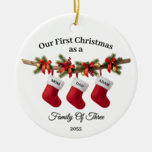 First Christmas Together as a Family of Three Ceramic Tree Decoration