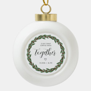 First Christmas Together Christmas Couple Gift  Ceramic Ball Christmas Ornament
