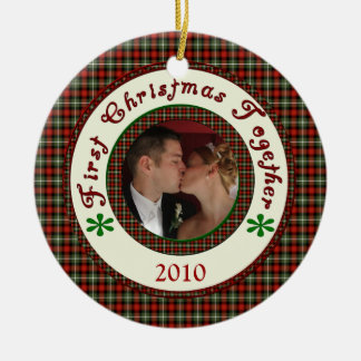First Christmas Together Custom Holiday Photo Date Ceramic Tree Decoration