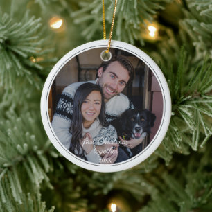 First Christmas Together Family Pet Photo Ceramic Tree Decoration