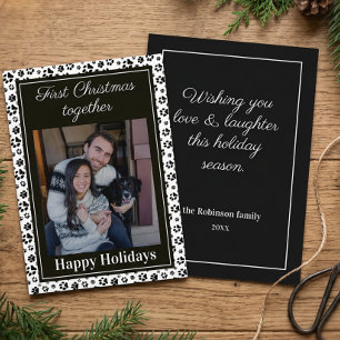 First Christmas Together Family Pet Photo Pawprint Holiday Card