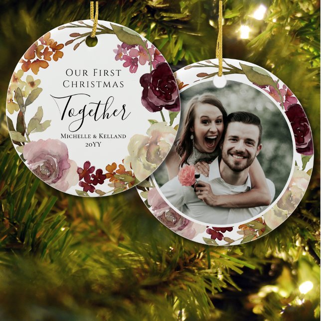 First Christmas Together Floral Ceramic Tree Decoration (Creator Uploaded)