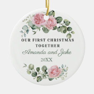 First Christmas Together Floral Ceramic Tree Decoration