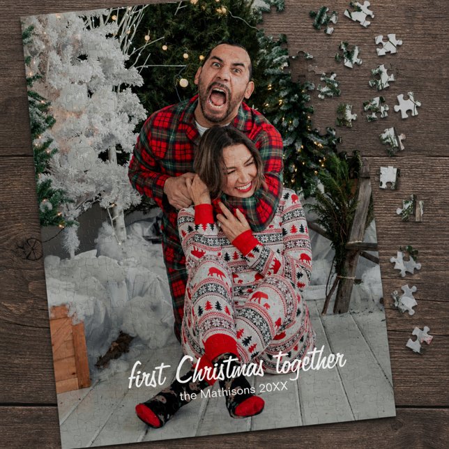 First Christmas Together Funny Photo Name Jigsaw Puzzle (Creator Uploaded)
