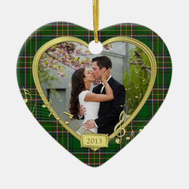 First Christmas Together Irish Tartan Photo Xmas Ceramic Tree Decoration (Front)