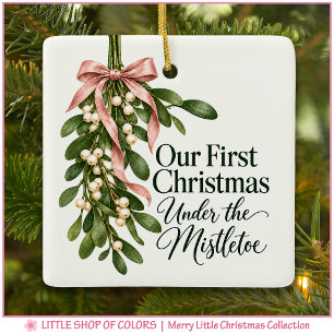 First Christmas Together Mistletoe Photo Ceramic Ornament