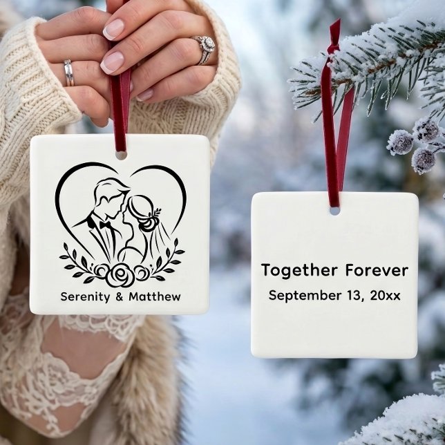 First Christmas Together Personalised Wedding Gift Ceramic Ornament (Creator Uploaded)