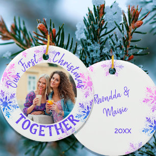 First Christmas Together Photo Bright Snowflake Ceramic Tree Decoration