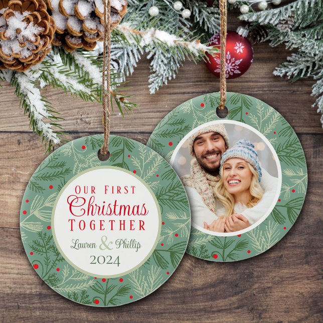 First Christmas Together Photo Ceramic Tree Decoration (Creator Uploaded)