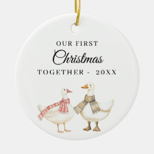 First Christmas Together Photo Goose Couple Ceramic Tree Decoration