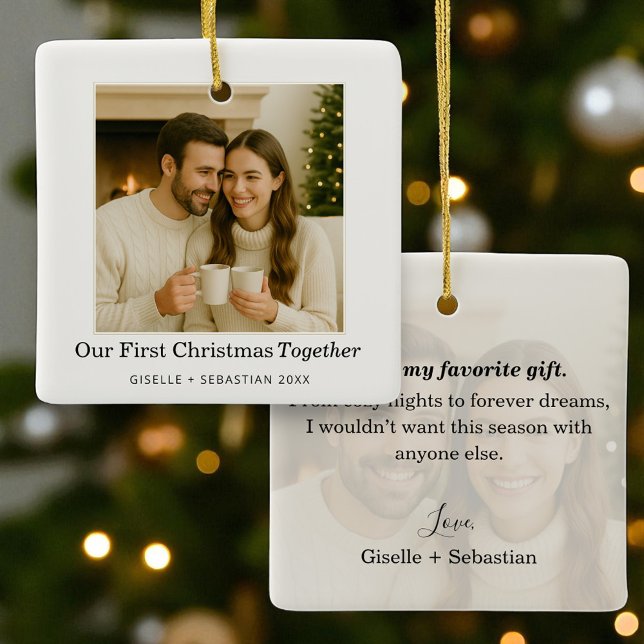 First Christmas Together Photo Keepsake Ceramic Ornament (Creator Uploaded)
