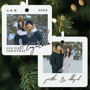 First Christmas Together Photo Metal Tree Decoration