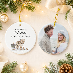 First Christmas Together Photo Winter Horse Ceramic Tree Decoration