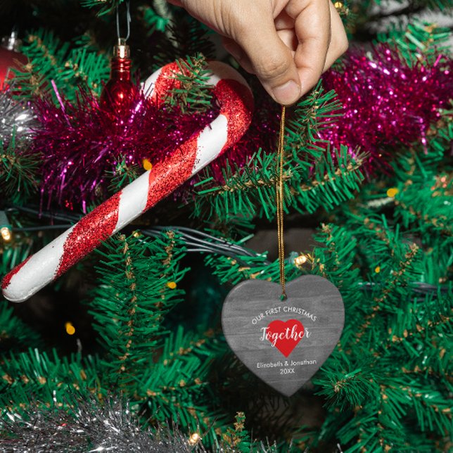 First Christmas Together Rustic Wood Ceramic Tree Decoration (Creator Uploaded)