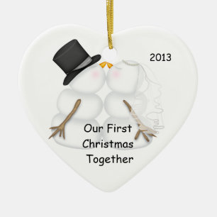 First Christmas Together SNOWMAN COUPLE 2013 Ceramic Tree Decoration