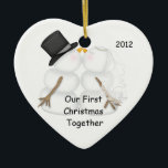 First Christmas Together SNOWMAN COUPLE Ceramic Tree Decoration<br><div class="desc">Adorable Ornament that you can personalise  in your own special way.The Snowman Couple are to cute. Great for any couple not just newlyweds. Christmas girt or Anniversary,  Renewal of Vows... anyone in Love...  Engagement gift,  WEDDING SHOWER Some of the beautiful graphics are from graphics©delightful-doodles</div>