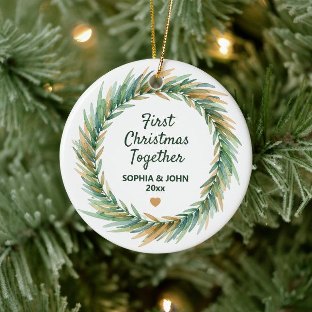 First Christmas Together Wreath Newly Married  Ceramic Tree Decoration (Tree)