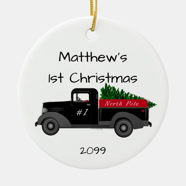 First Christmas Truck North Pole Ornament (Front)