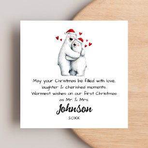 First Christmas Watercolor Whimsical Bears Holiday Card