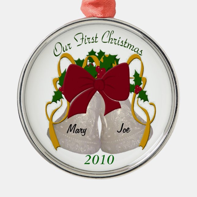 First Christmas Wedding Bells Ornament (Front)